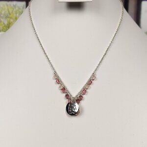 💖💖NEW LIVE, LAUGH, LOVE SILVER TONE PENDANT NECKLACE W/ BEAD ACCENTS
